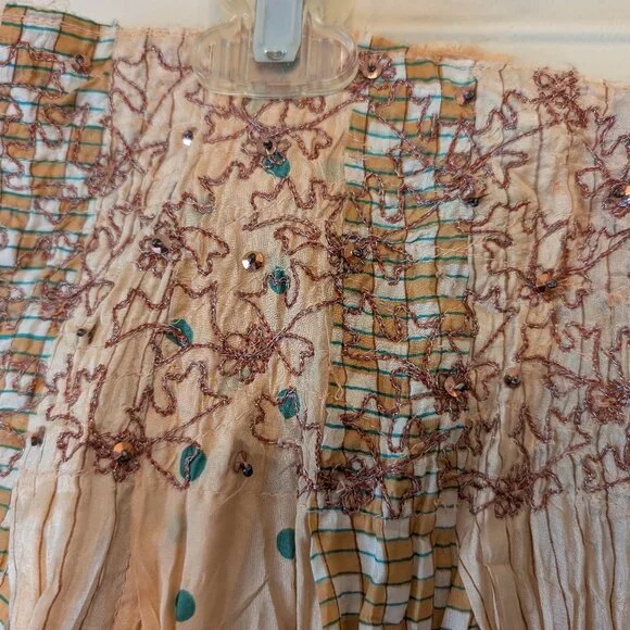 Silk sequined boho summer skirt - Picture 3 of 3